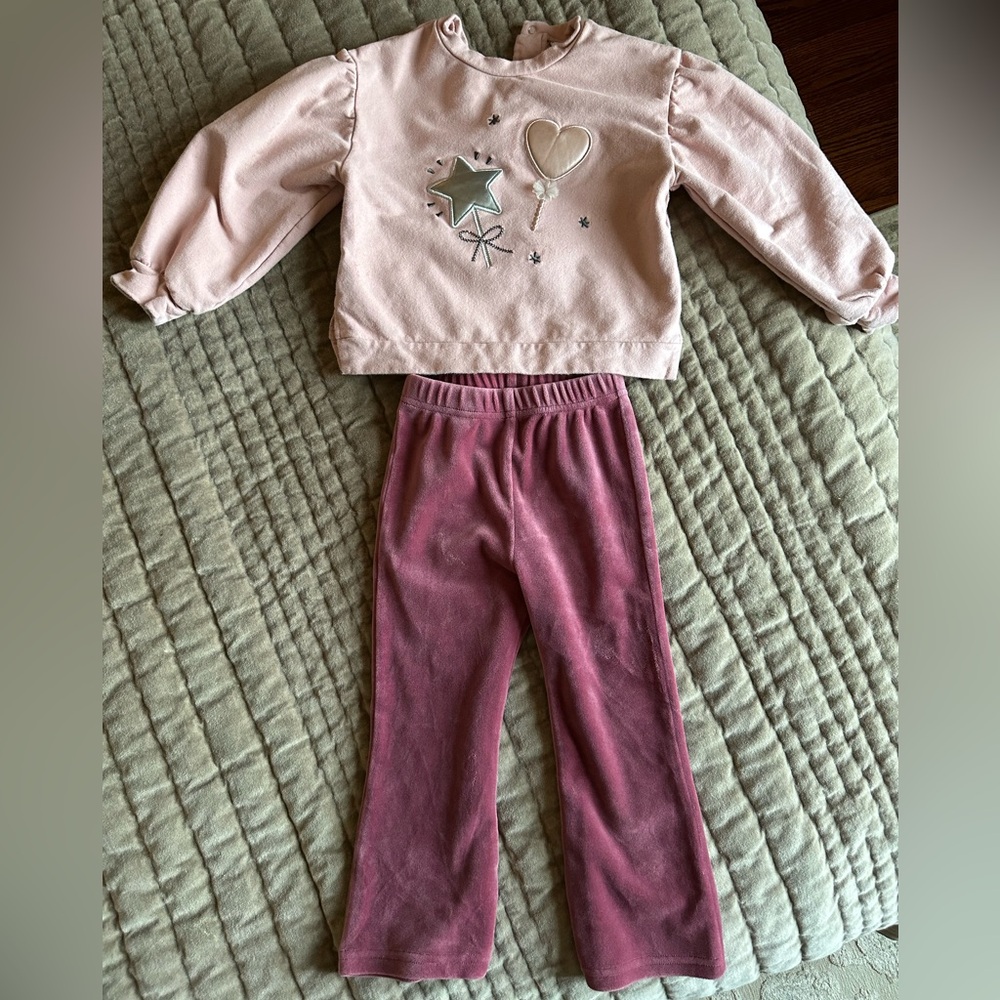 Mayoral Pink Velvet Elastic Waist Pants